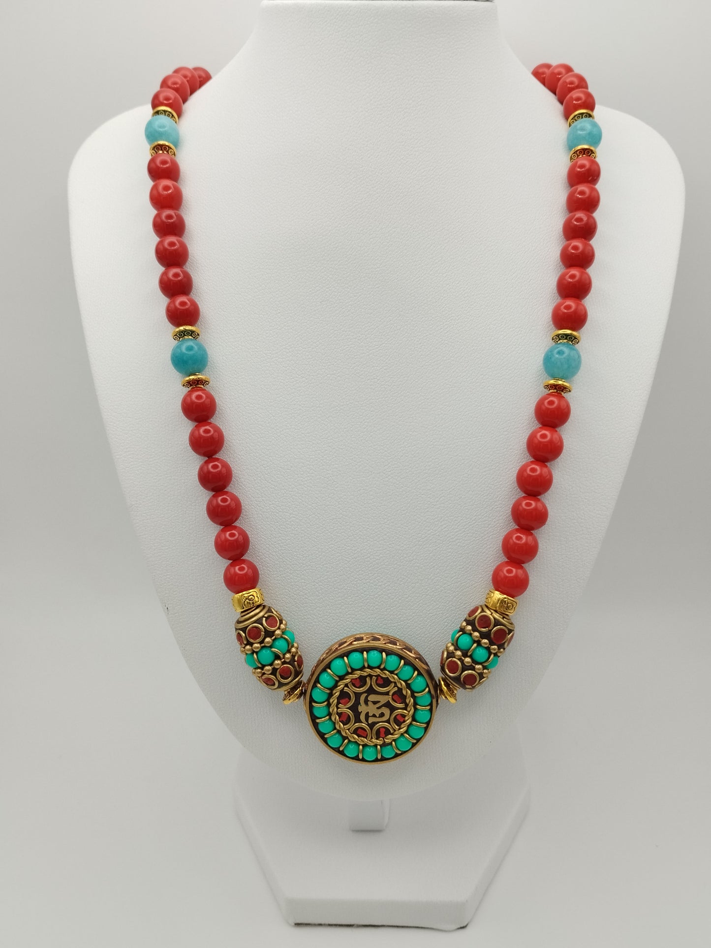 Collar Tibet Ópalo rojo