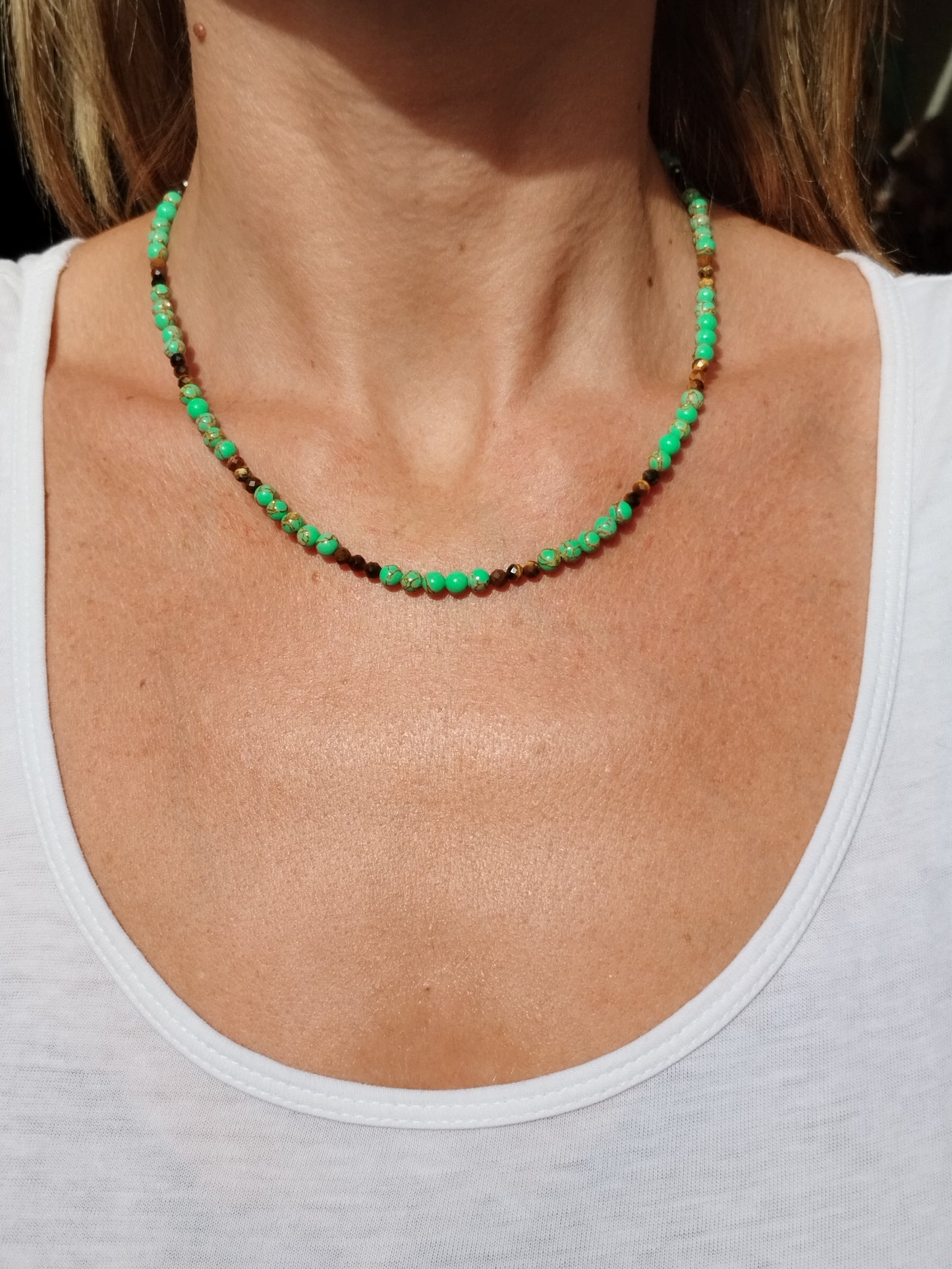 Collar Turquesa y Ojo de Tigre