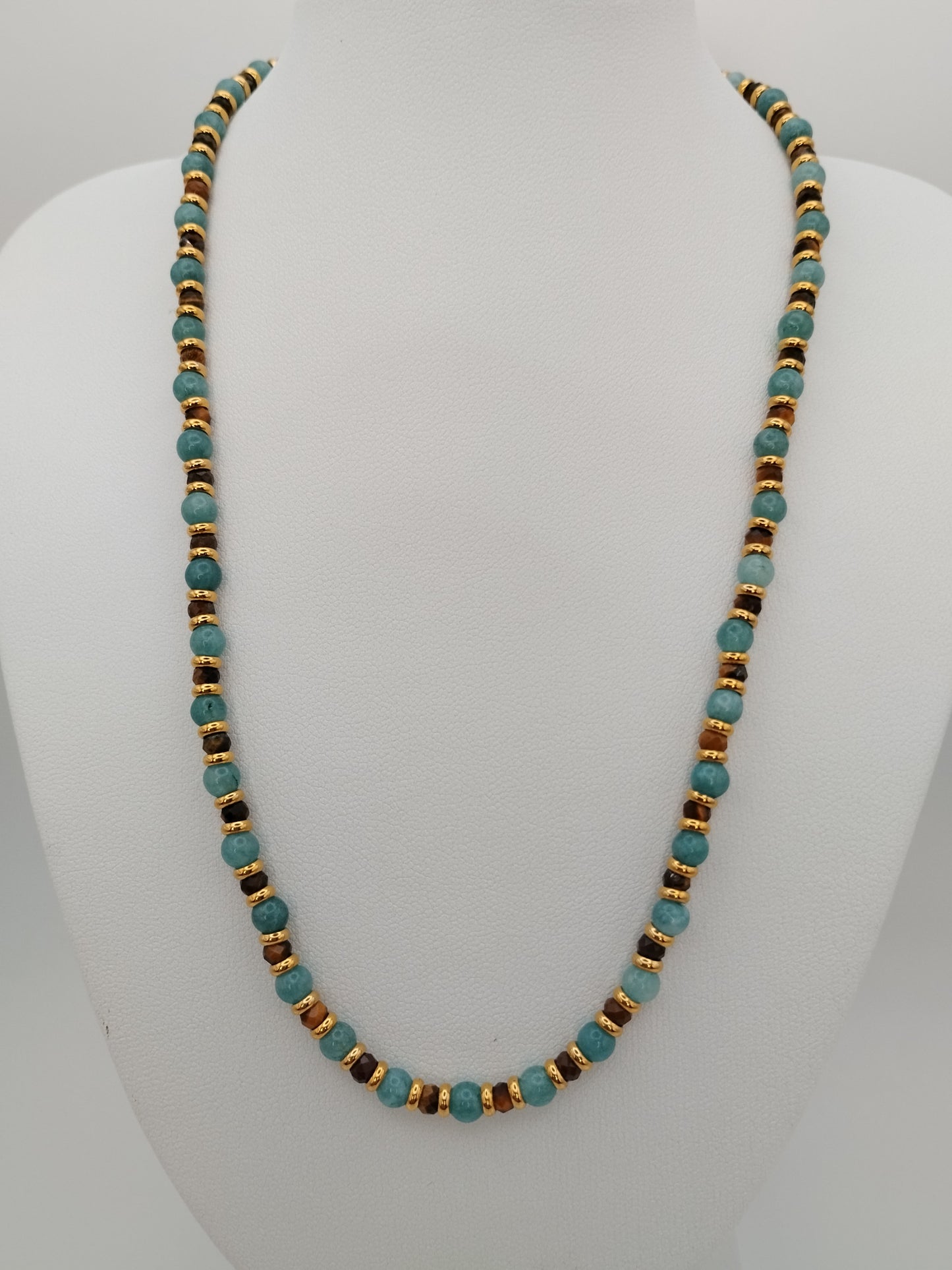 Collar Calcedonia y Ojo de Tigre