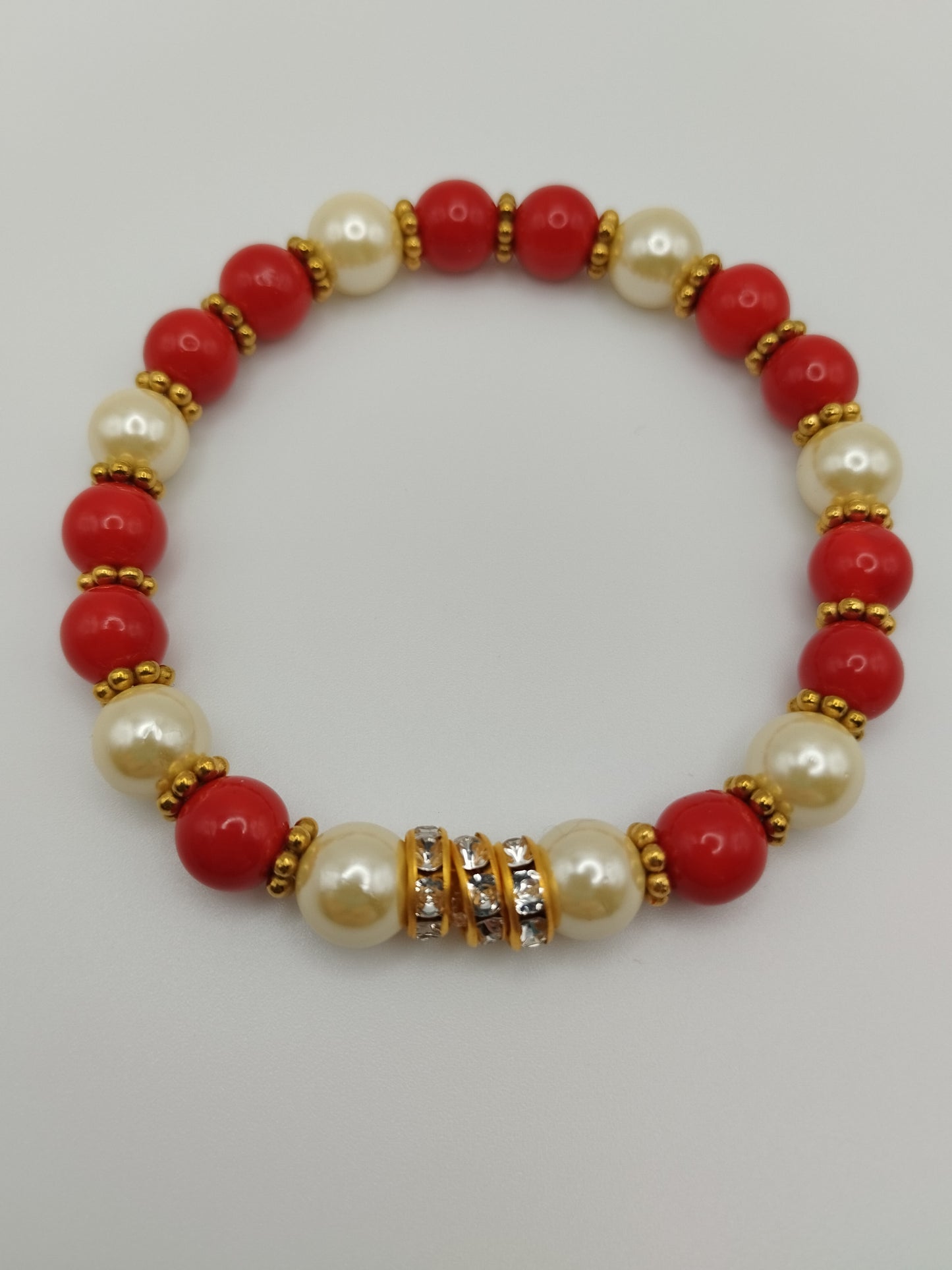 Pulsera de Ópalo Rojo y Perla