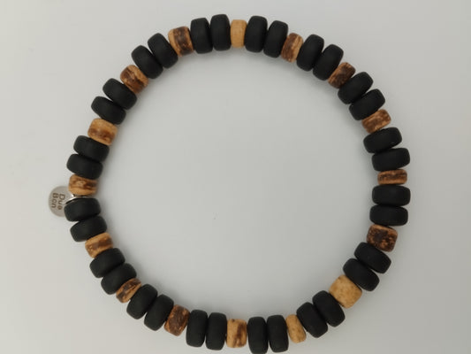 Pulsera de Coco Natural y Polímeros Negros