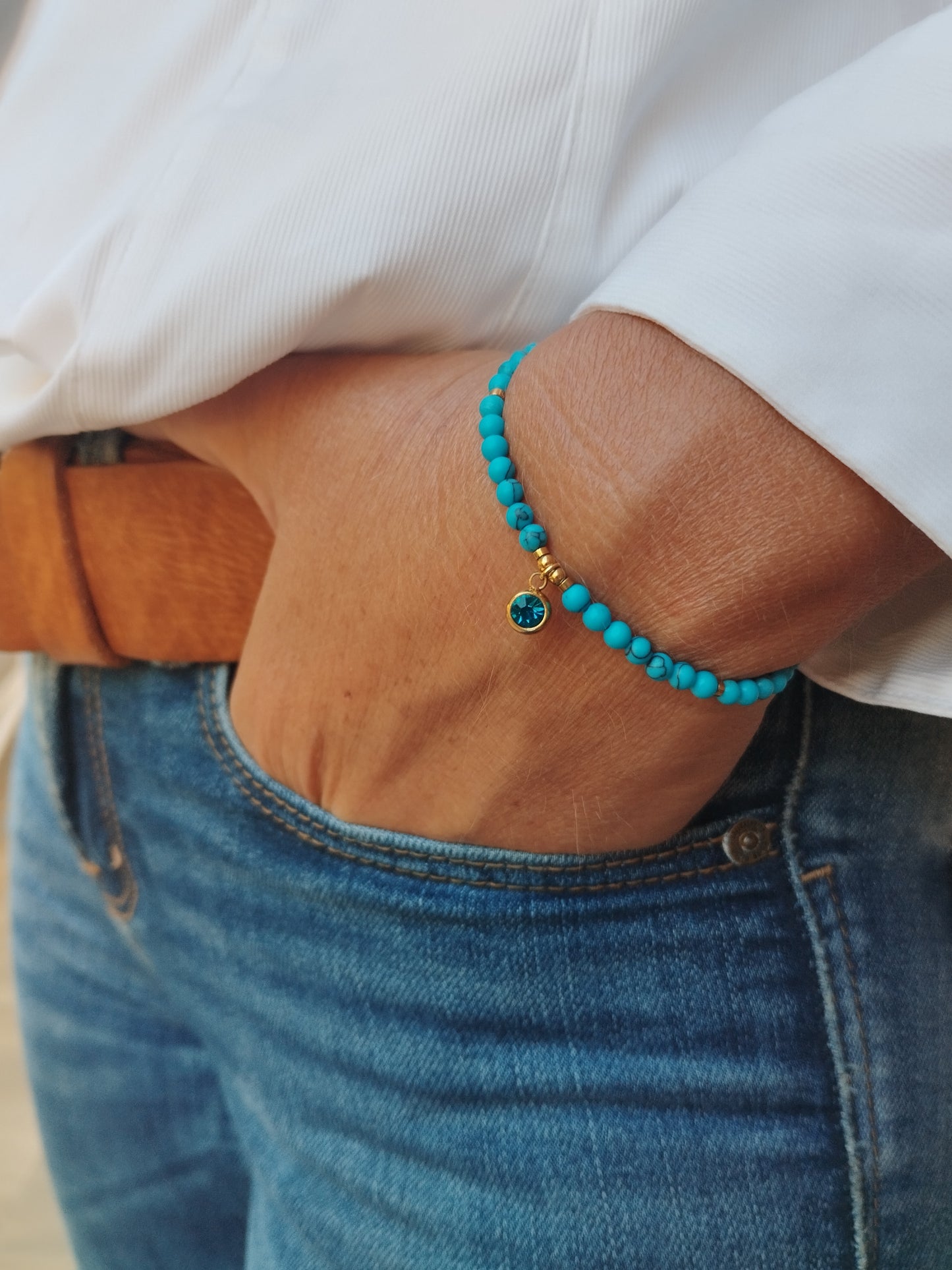 Pulsera Turquesa con Piedra de la Suerte