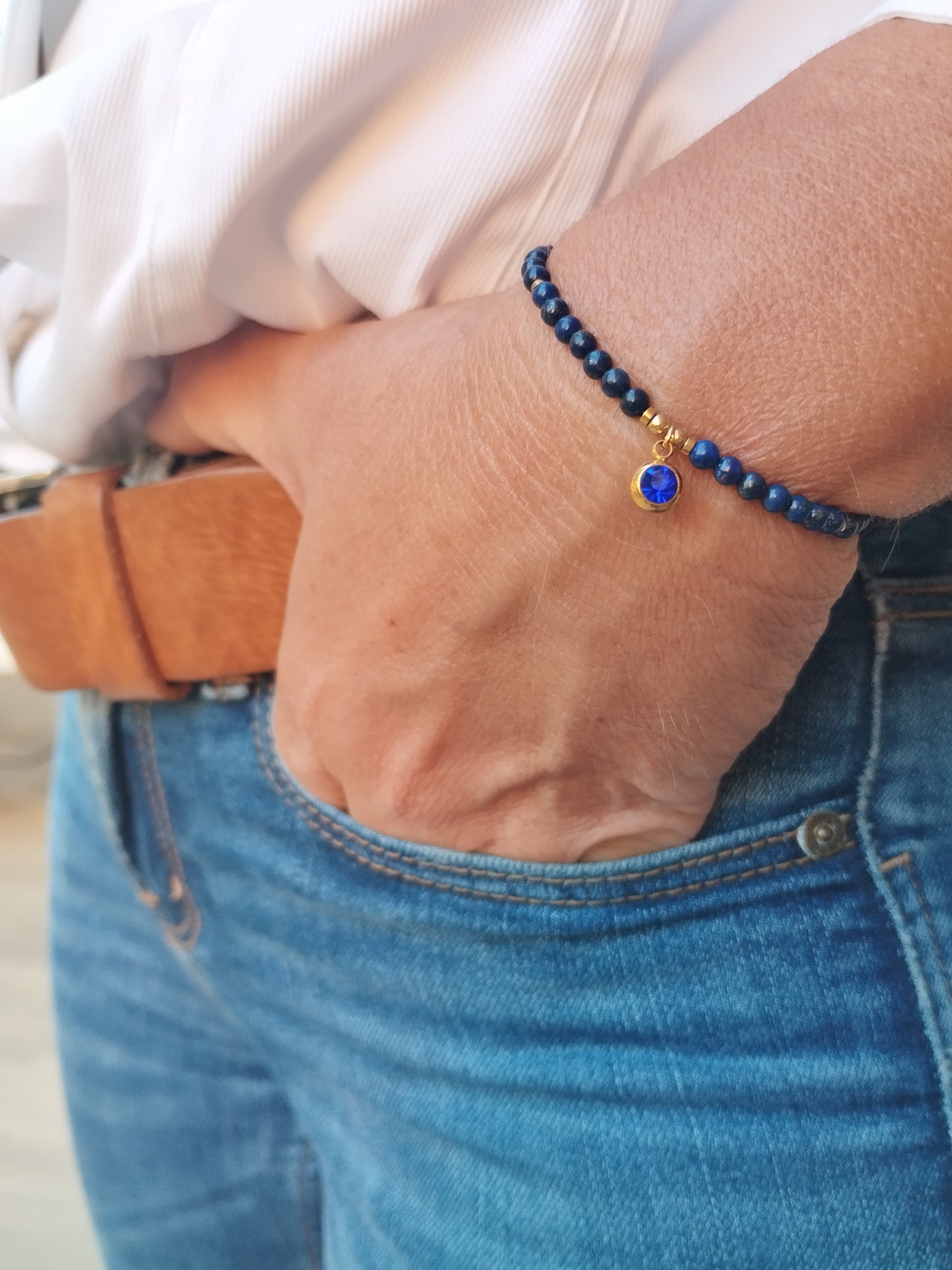 Pulsera Lapislázuli con Piedra de la Suerte