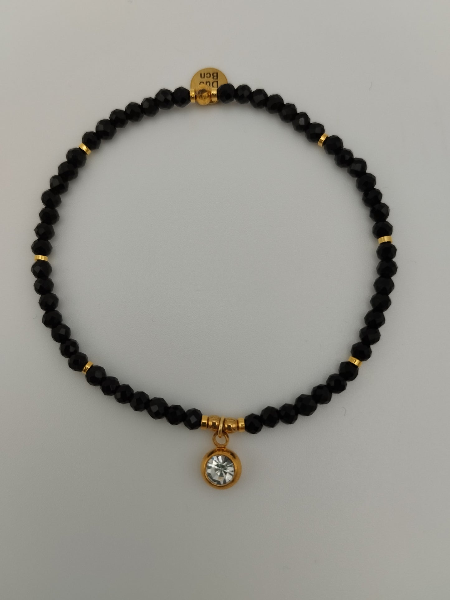 Pulsera de Espinela Negra con Piedra de la Suerte